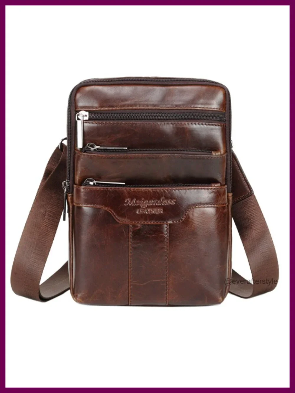 Genuine Leather Messenger Sling Bag Crossbody Shoulder Bag Travel Business